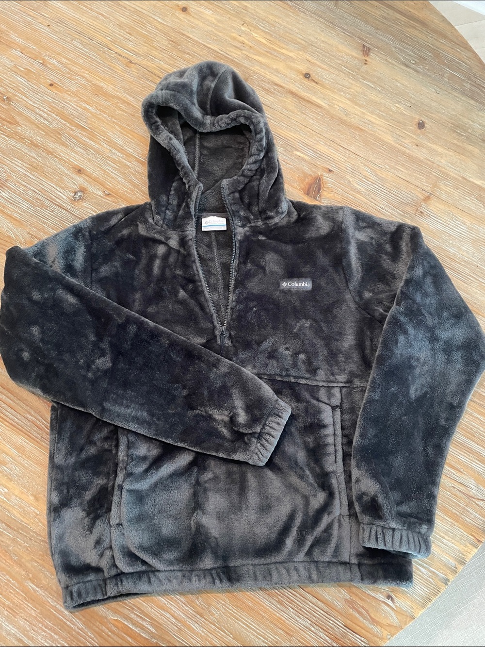 Columbia Black Plush Hooded Quarter-Zip Pullover